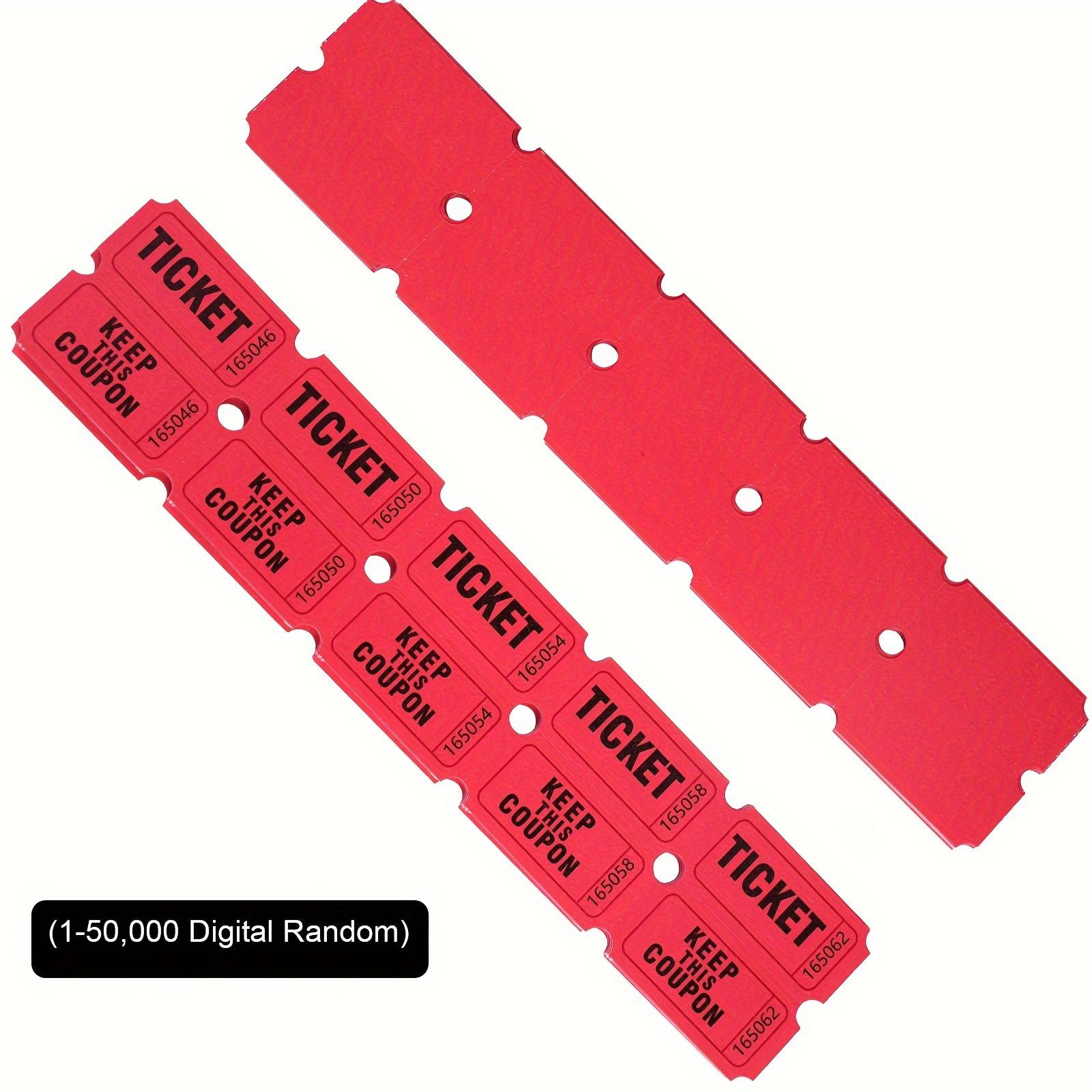 

100 билетов Red Raffle Double Roll, билеты на мероприятия, карнавалы, входные призы, напитки и многое другое (1-50, 000 Цифровой случайный) 29x7.5cm красный