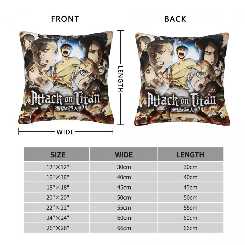 Anime Attack On Titan Pillow Case Cushion Covers Custom Zippered Decorative Pillowcase For Home 40*40Cm