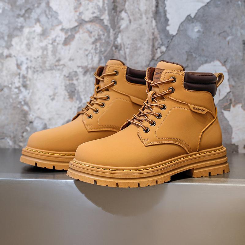 Warrior Classic British Style Yellow Boots Height Increasing Non-Slip Wear-Resistant Versatile Cool Martin Boots Unisex Boots Wheat WXY(JS)-2917