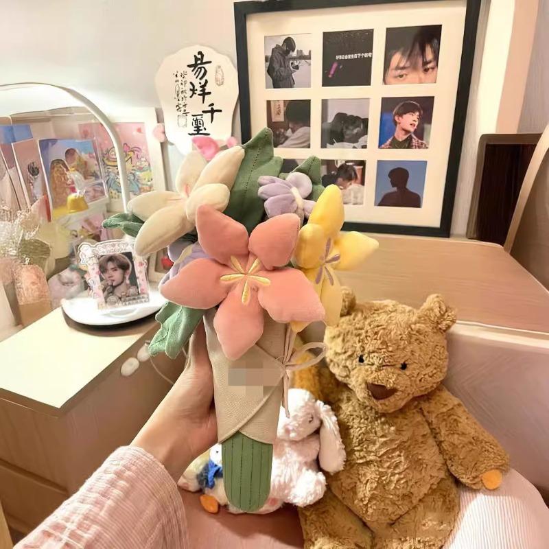 Plush Bouquet Stuffed Animal Flower Bunch Graduation Hand Held Gift for Her Mom Teacher Nurse