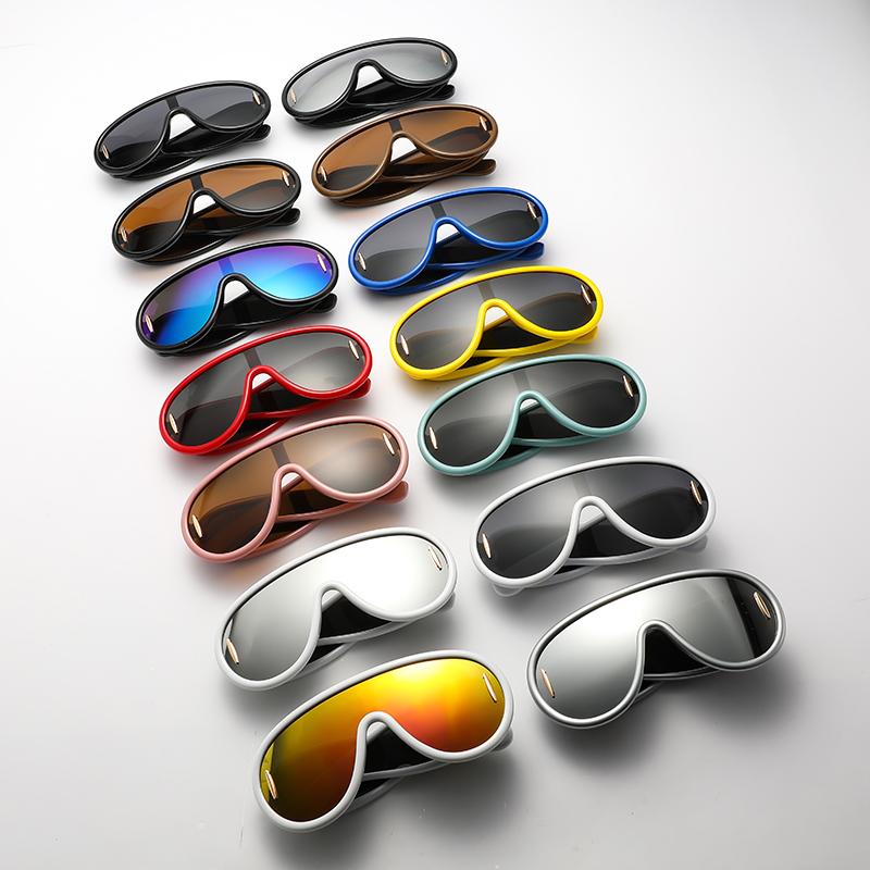 New Fashion One-Piece Large Frame Sunglasses Cyberpunk Style for Women Men Outdoor Travel UV Protection