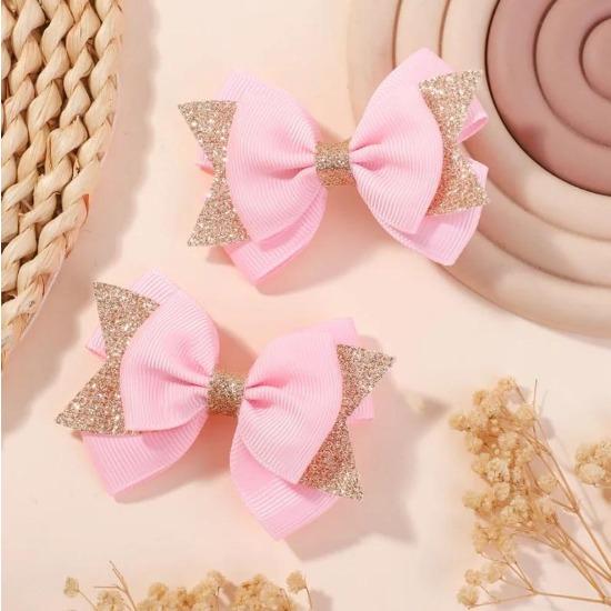 2Pcs/set Baby Dovetail Bow Hair Clips for Women Girls Handmade Glitter Bowknote Hairpins Daily Bowknot Headwear Hair Accessories