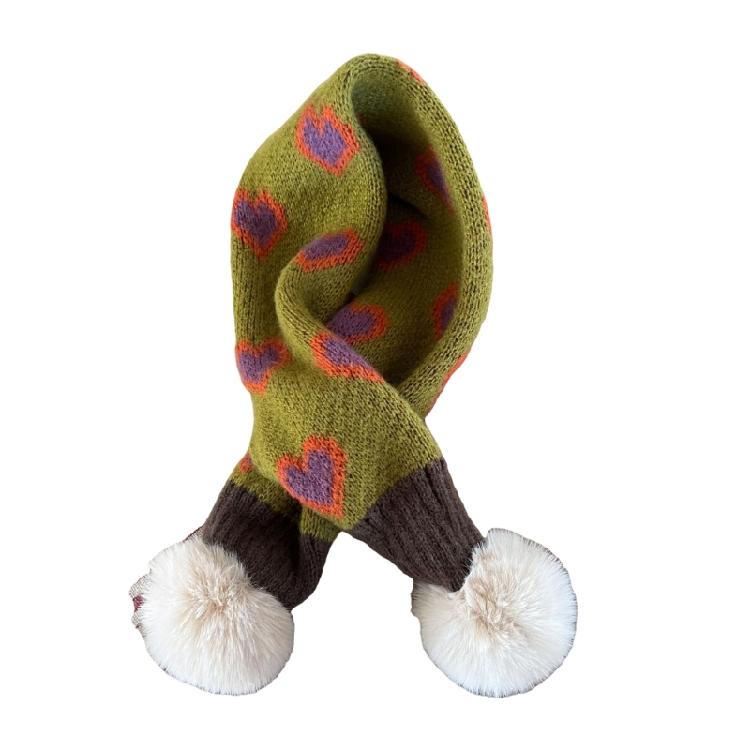 Children Knitted Scarf Soft and Warm Heart Pattern Neck Warmer Fashionable Autumn Winter Various Outfit Neck Gaiter
