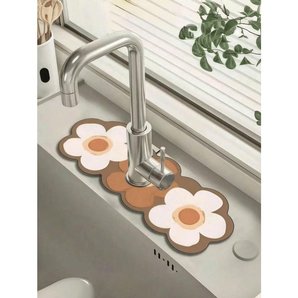 

1 шт. Коврик для быстрого высыхания под кран, Коврик для столешницы кухни и ванной, Нескользящий, Водонепроницаемый и мягкий коврик, Легко моющийся коврик для быстрого высыхания оранжевый