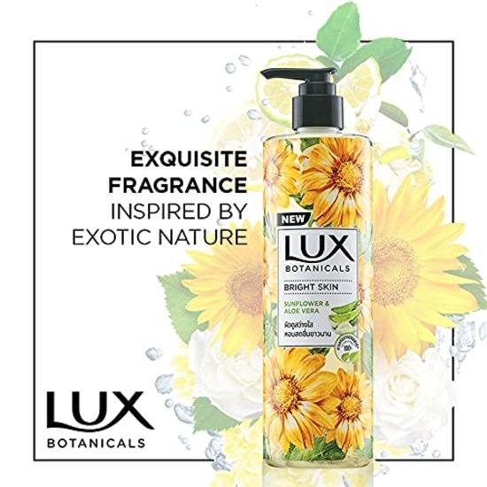 Gel de duș Lux Botanicals, floarea soarelui și aloe vera, gel de duș pentru femei, extracte 100% naturale, dă o piele strălucitoare, fără parabeni, 450 ml