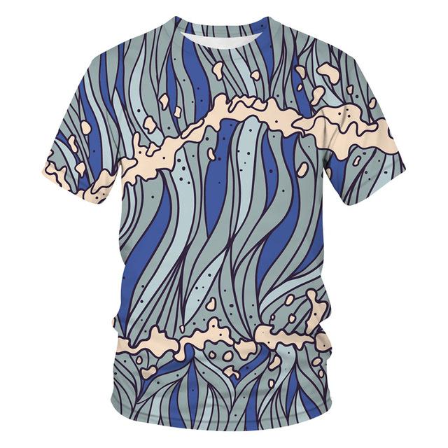 Summer Abstract Geometric Pattern 3D Digital Printed Short Sleeved Men's T-shirt