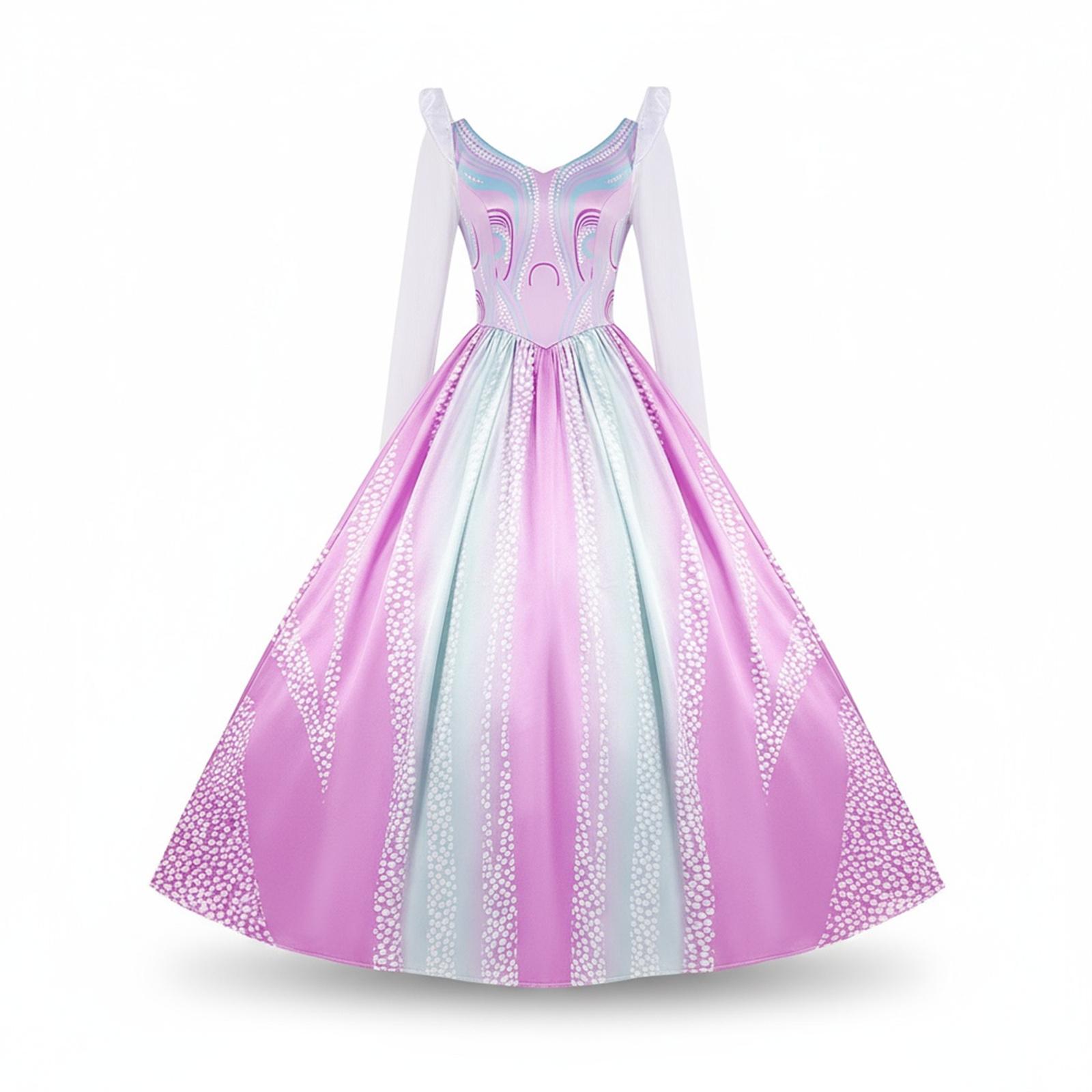 

Cosplay Dress Set Long-Sleeve V-Neck Printed Dress XL горячий розовый