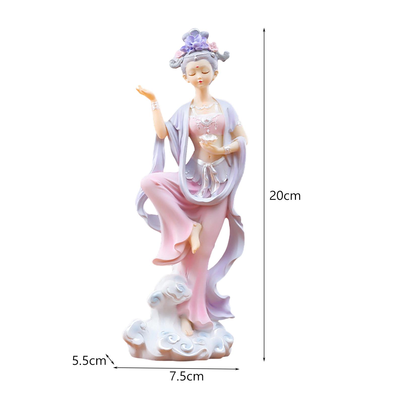 

Chinese Girl Figurine Statue Dunhuang Collectible Resin Gift Tabletop Decoration for Car Home Dining Room Living Room Hotel