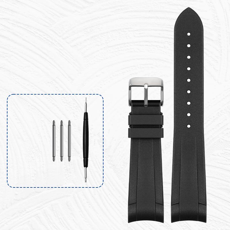 

Високоякісний гумовий ремінець для годинника Tudor Black Bay GMT Ремінець для годинника Вигнутий кінець Розкладна застібка Чорний Синій Червоний 22 мм Браслет 22mm