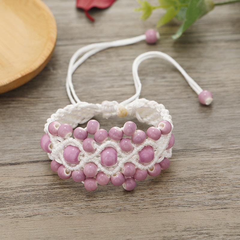 Hand-woven retro ceramic bracelet women's versatile simple temperament literary hand rope with jewelry