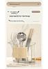 Bamboo Wood Grain Chopstick Holder with Draining Rack