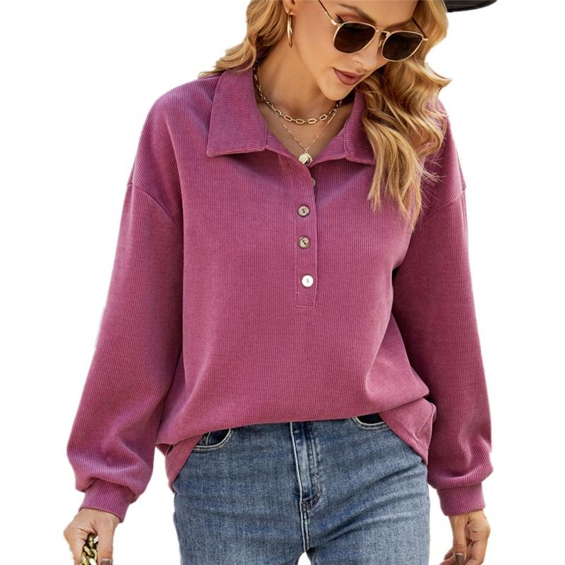 

Женский свитер с длинным рукавом, однотонный свитшот с лацканами, повседневный свободный топ XXXL фиолетовый