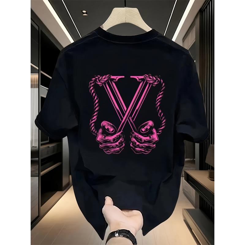 T-shirt imprimé tendance à manches courtes pour homme, taille européenne, poids lourd, pur coton, nouvelle collection été en grandes tailles, haut décontracté polyvalent