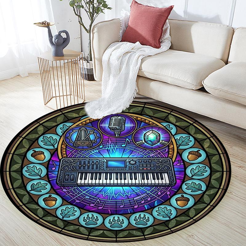 Musical Instruments Harmony Round Area Rug Under Office Chairs Bedroom Living Room Home Decor