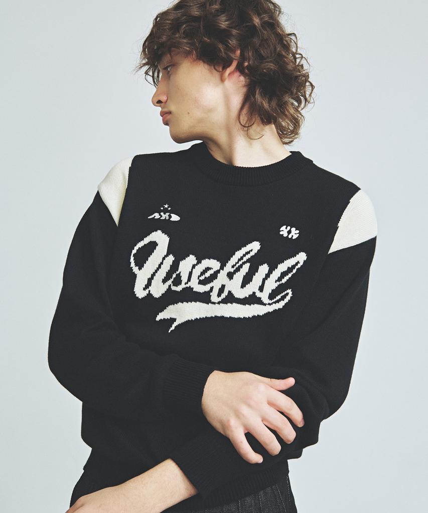 KNITTED Varsity Embroidered Logo Knit Black