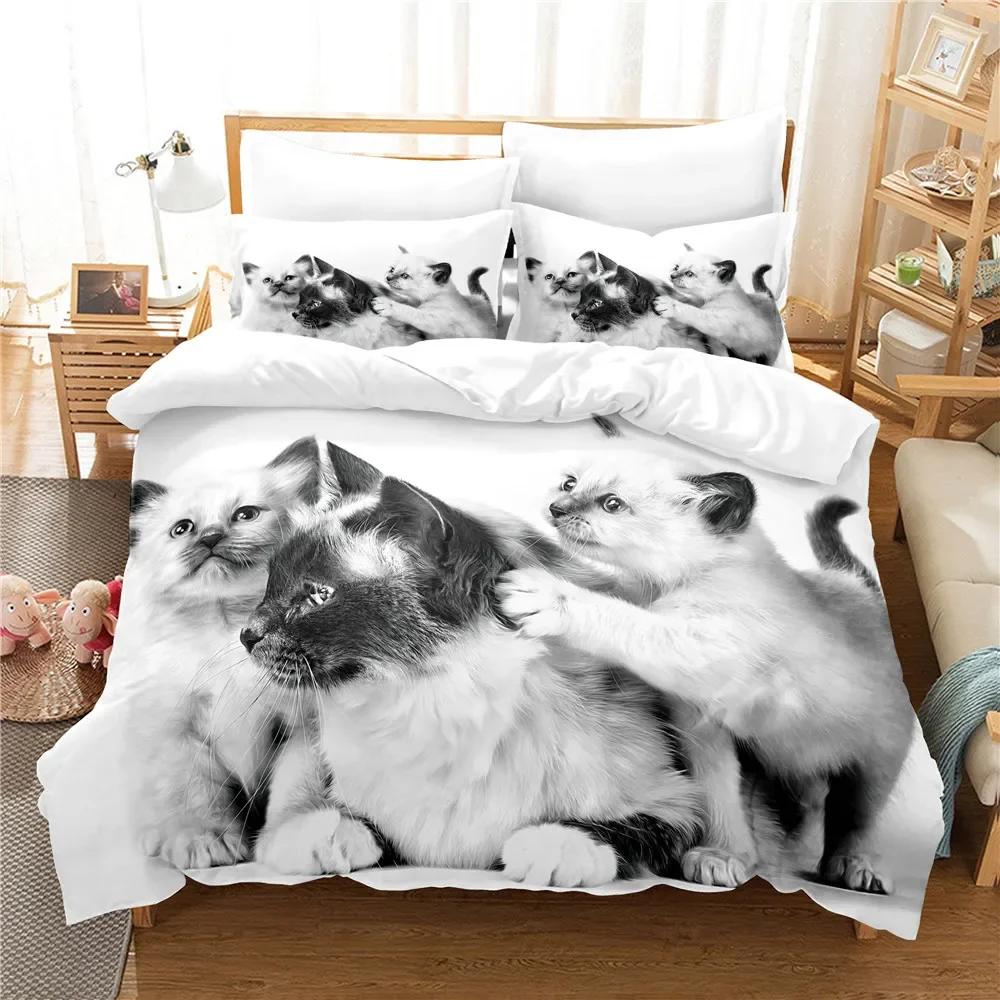 Comforter 3D Dogs / Bear//Cats/ Bed Set Bedding Children Housse De Couettetwin Full Queen King Bedroom Beddings Sets 2-3 Pcs