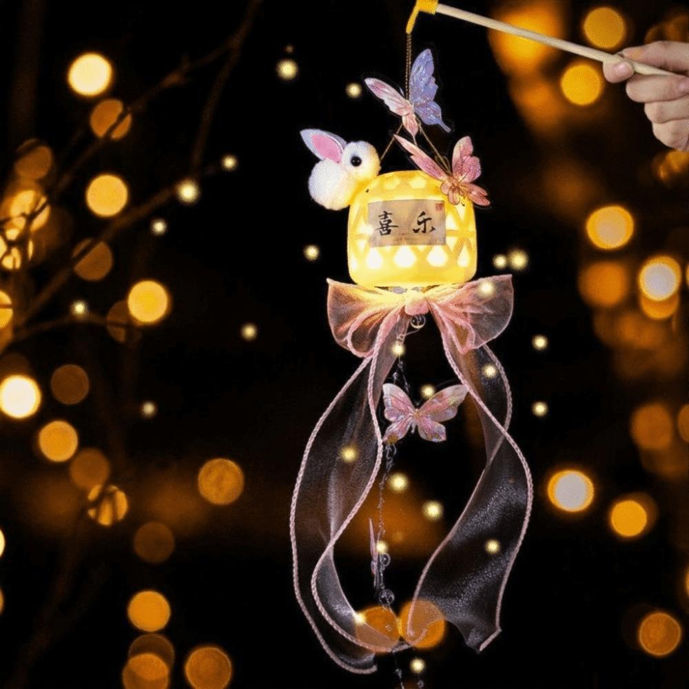 Bamboo Weaving Cage Festival Lantern Weaving Bamboo Portable Lantern Parent Child Games розовый
