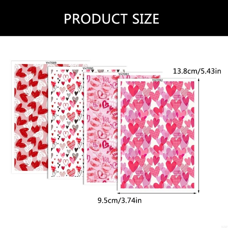 92MF 4Pcs Clay Earring Transfer Paper Valentine Love Heart Transfer Paper Jewelry Making Supply Water Soluble Transfer Paper