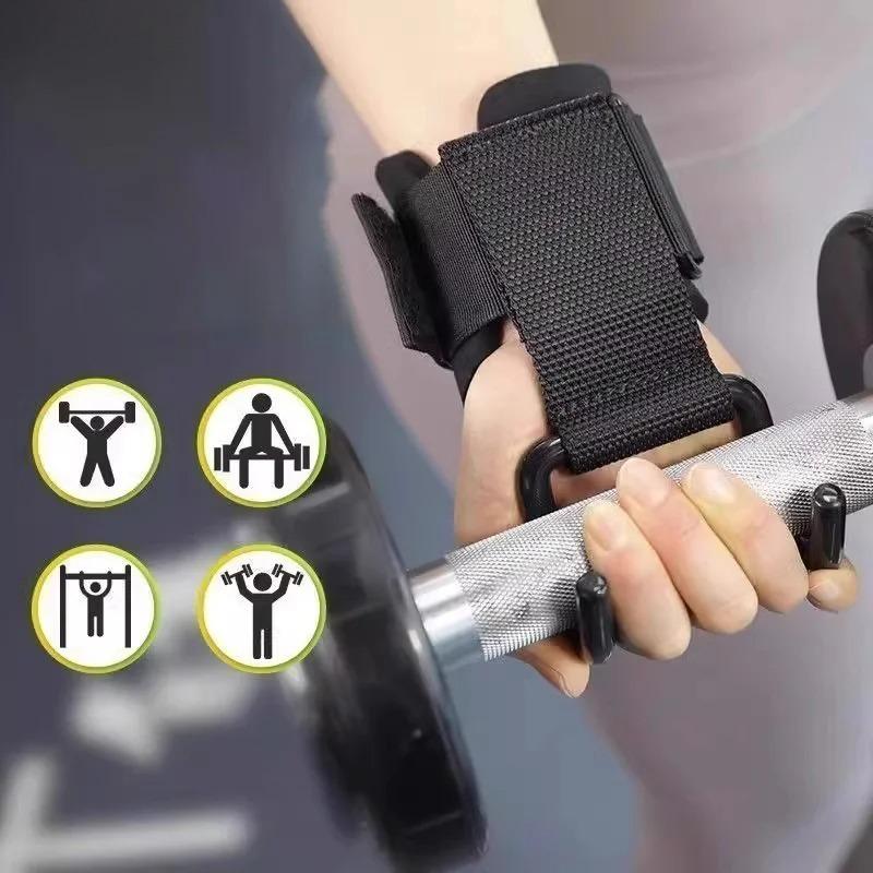 2 Stück Gewichtheber Haken Griffe Mit Handgelenkbandagen Hand-Stange Handgelenkband Fitnessstudio Fitness Haken Gewicht Band Klimmzüge Power Handschuhe