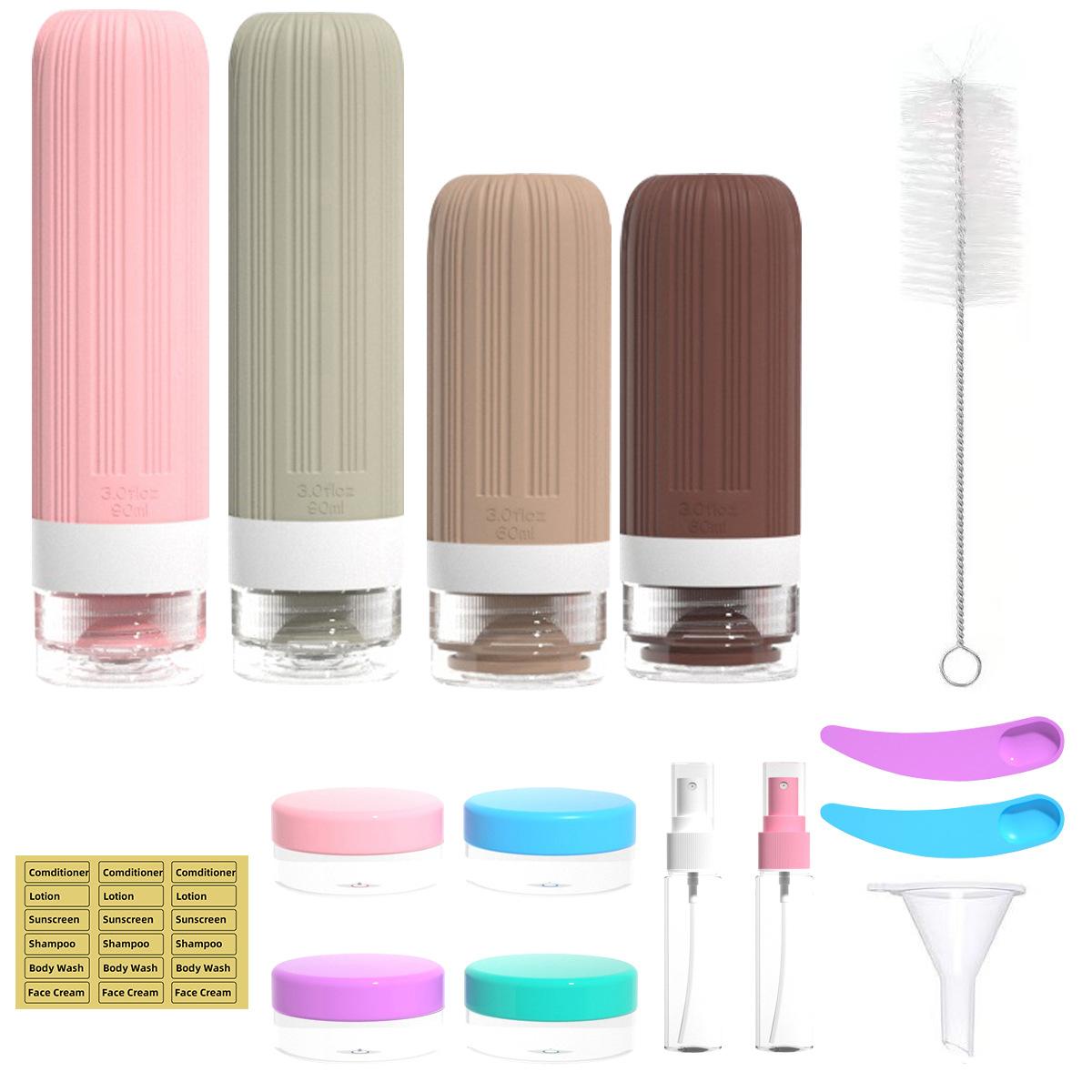 Silicone Travel Bottles Set Leak-Proof Shampoo Lotion Containers for Toiletries Portable Squeezable Refillable Bottles