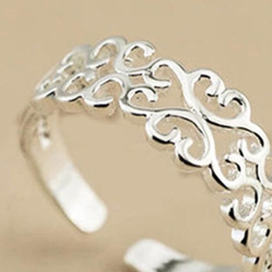 Women Fashion Hollow Love Heart Adjustable Jewelry Silver Plated Open Ring Gift