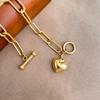 Titanium Steel Heart Charm Bracelet Women Gold Plated Minimalist Geometric Stackable Jewelry