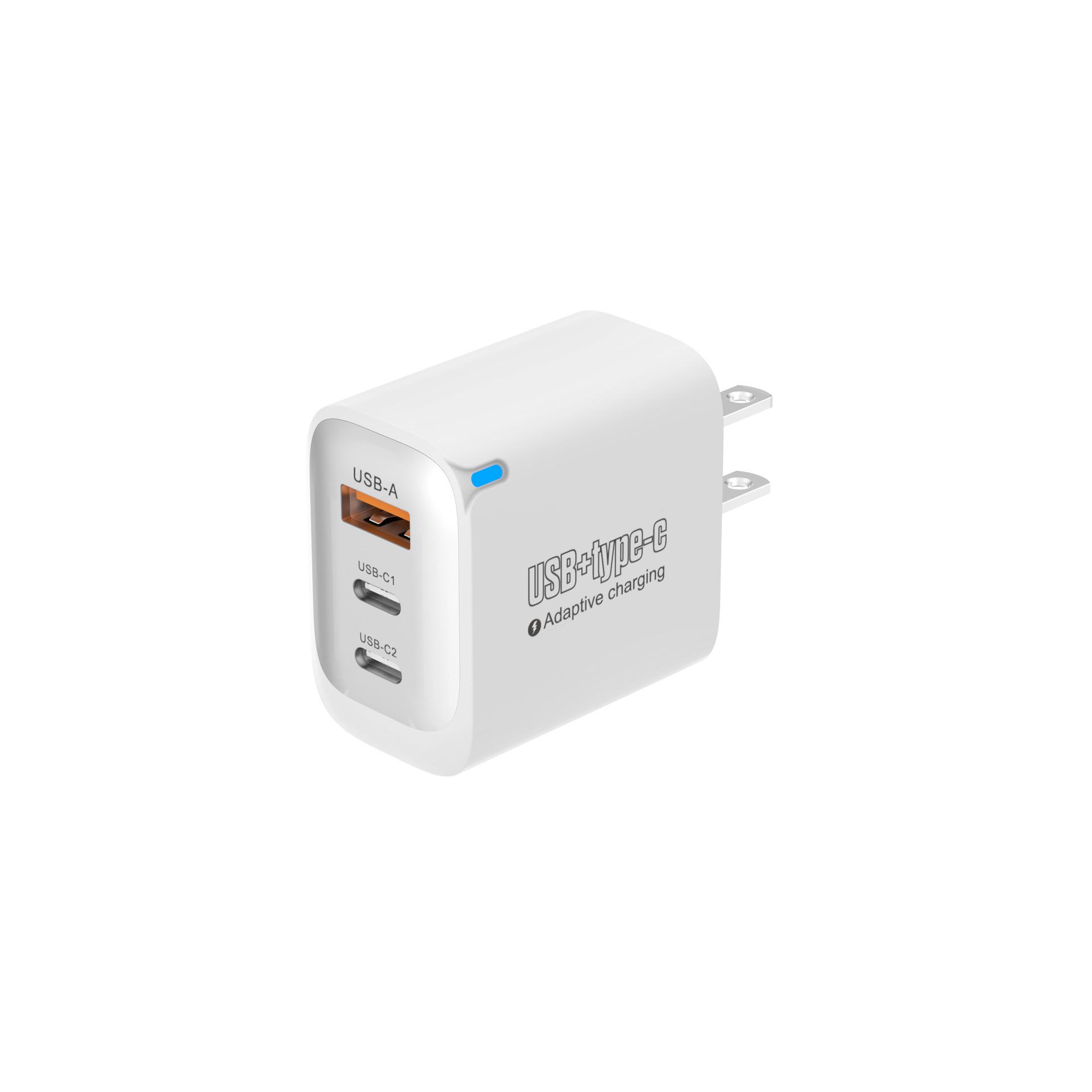 

Certified Multi-Port Charger with 1 USB + 2 Type-C Ports for Mobile Phones Bare Device [Matte Bag]