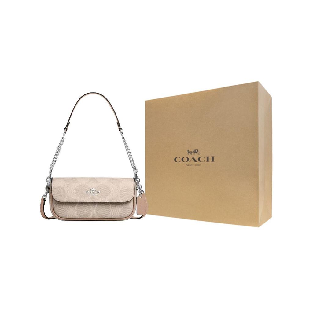 Coach Hailey Brook Flap 20 Logo Closure Crossbody Shoulder Bag Women bags Beige CAN70-SVPWH
