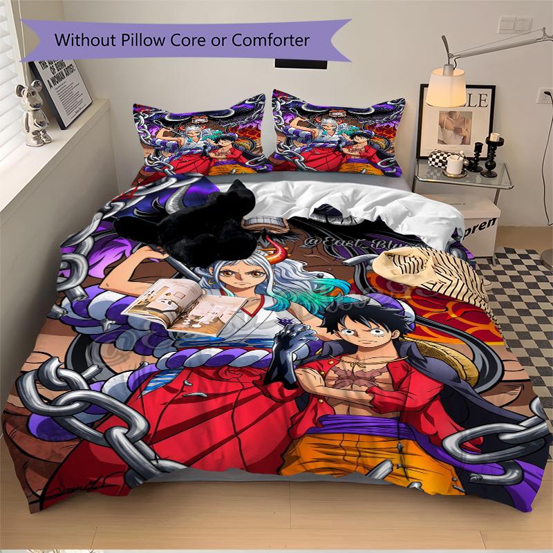 3Pcs One Piece Adventure Bedding Set Soft Fabric Duvet Cover Pillowcases Home Christmas Xmas Halloween Gift 1 Duvet Cover 2 Pillowcase L122