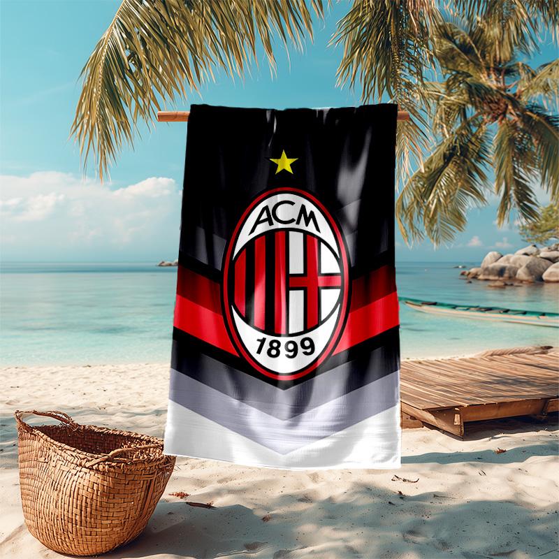 proof beach towel with Associazione Calcio Milan pattern - soft,absorbent,quick-drying,machine washable - perfect for swimming,camping,bathing