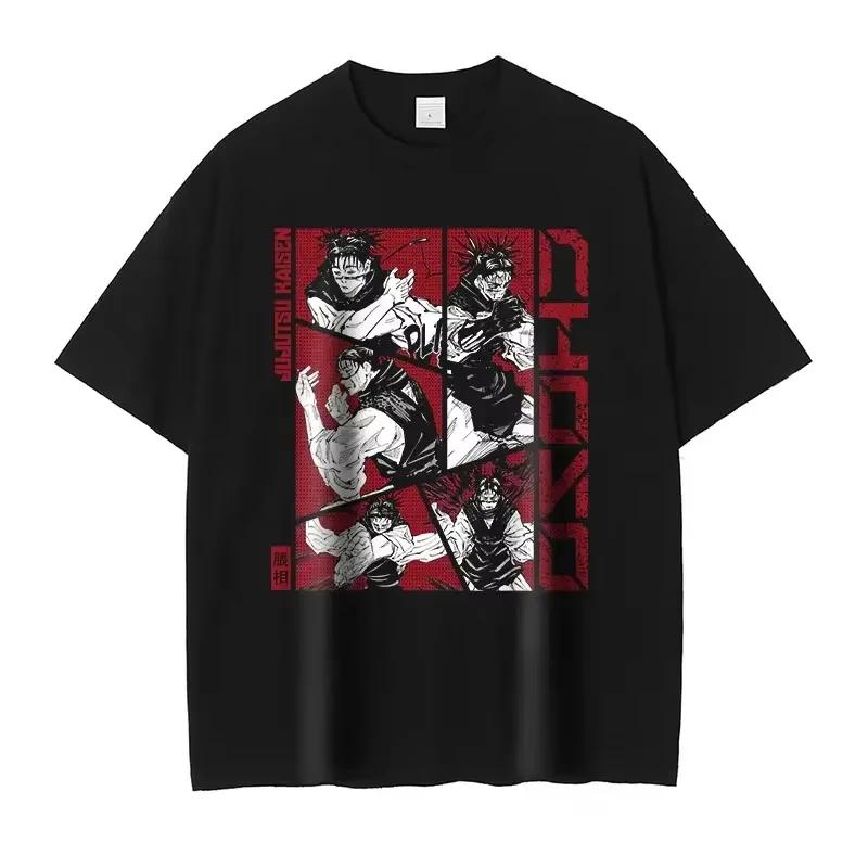 

Summer men s Japanese anime T-shirt jujutsu k-kaisen character pattern printed retro pure cotton T-shirt streetwear 4XL
