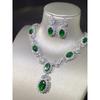European and American High-End Luxury Simulated Emerald Tourmaline Necklace, Earrings, Ring, Female Bride Banquet Dress Elegant Set