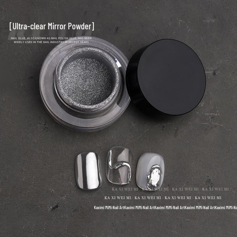 Kaxiewei Nail Art Mirror Powder - Clear, Whitening Silver, Translucent Finish, Salon Exclusive