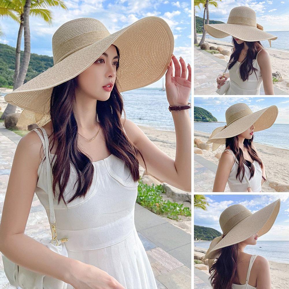 Fashion Oversize Summer Sun Hat Sun Protection Big Brim Straw Hat Breathable Casual Beach Cap for Women