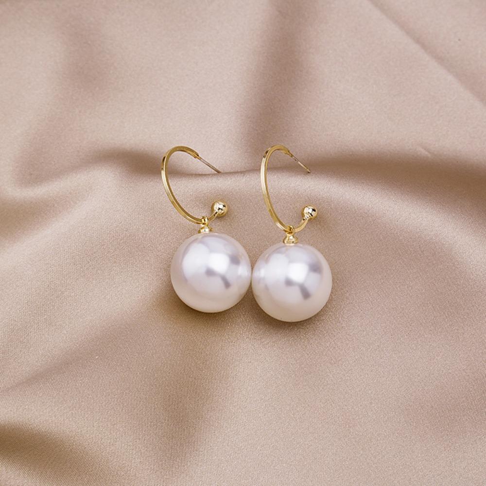 Korean Luxury Big Perfect Imitation Pearl Dangle Earrings for Women Wedding Party Daily Wear Banquet Temperament Jewelry Gifts