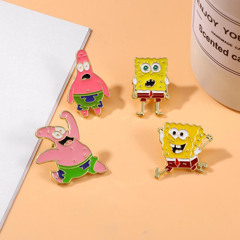 Peripheral Brooch Cartoon Cute Patrick Star Anime Peripheral Clothes Accessories Dripping Oil