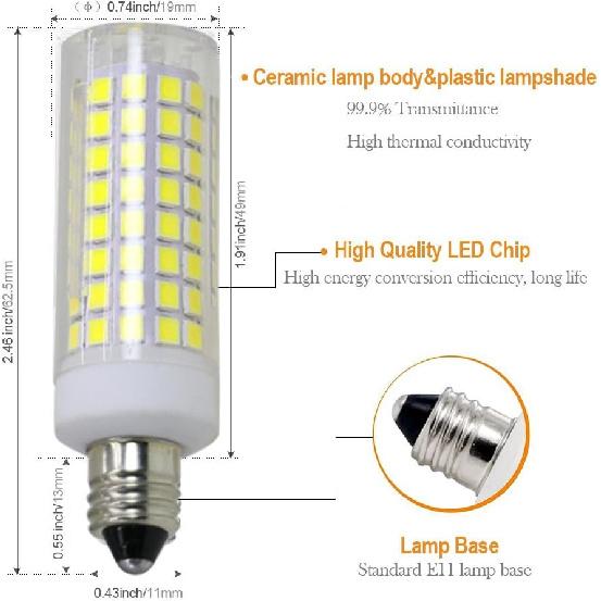 [4-Pack] E11 led Bulb, 75W or 100W Equivalent Halogen Replacement Lights, Dimmable, Mini Candelabra Base, 850 Lumens, Daylight White 6000K, AC110V/
