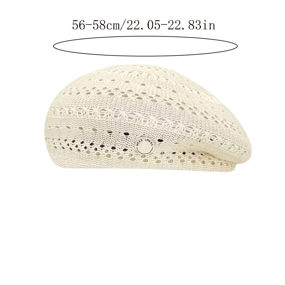 Japanese Style Hollowed Out Beret Hat Vintage Fashionable Weave Painter Hat Fresh Color Thin Crochet Knitted Cap Women/Girls