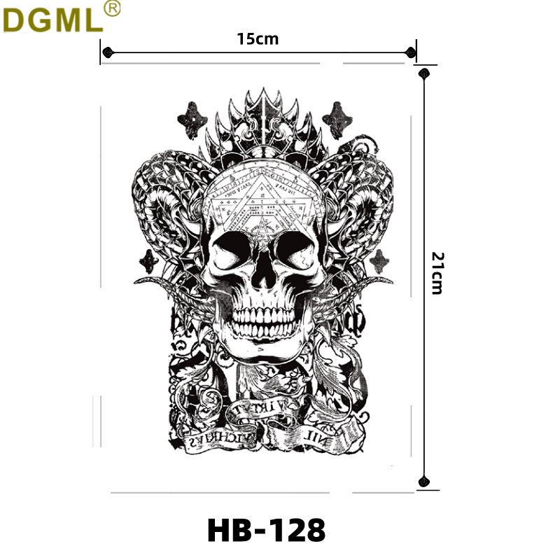 Geisha Skull Flower Tattoo Stickers: Halloween Arm & Face Ghost Designs