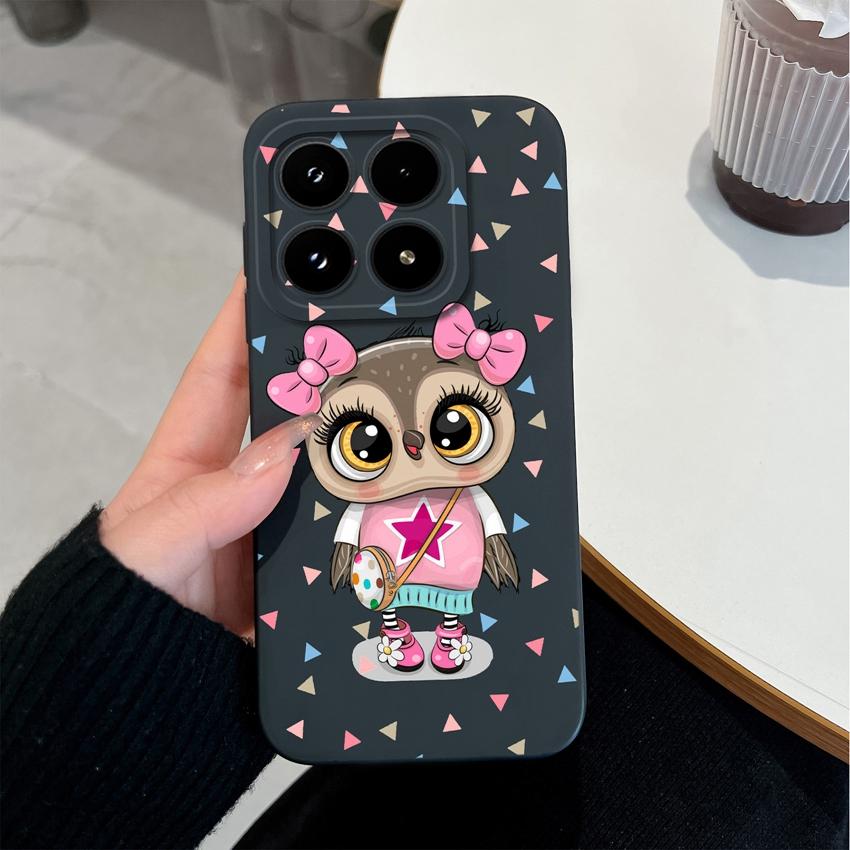 For Xiaomi 17 14T 15 15T Pro Poco M7 M8 C71 C75 F7 F8 Phone Case Cute Anime Owl Patterns Liquid Silicone Fashion Shell For Xiaomi Anti Slip Back Cover