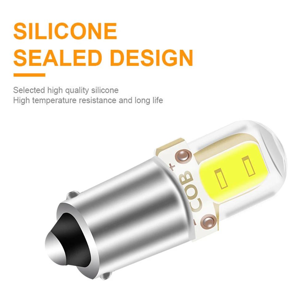 2/4/6Pcs BA9S Car COB LED Bulb DC12V LED Lights 3W Interior License Plate Light Marker Reading Auto Lamp White 6000K Signal Lamp