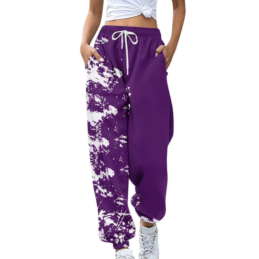 Sweatpants for Women Elastic Waist Drawstring Casual Pants Halloween Printing Pants with Pockets