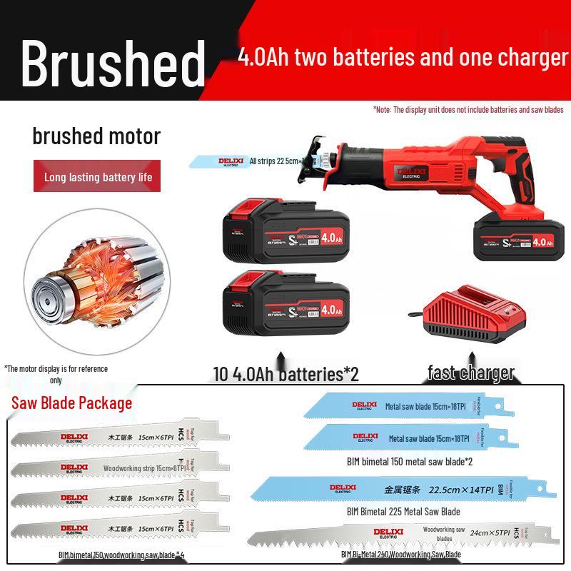 Delixi Cordless Brushless Reciprocating Saw with Lithium Battery for Outdoor Use