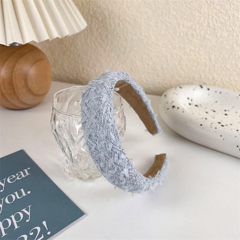 Fashion Wide Hair Bands for Women Bezel Headdress Solid Blue Knitted Braid Headband Girl Hairband Hair Hoop Hair Accessories New
