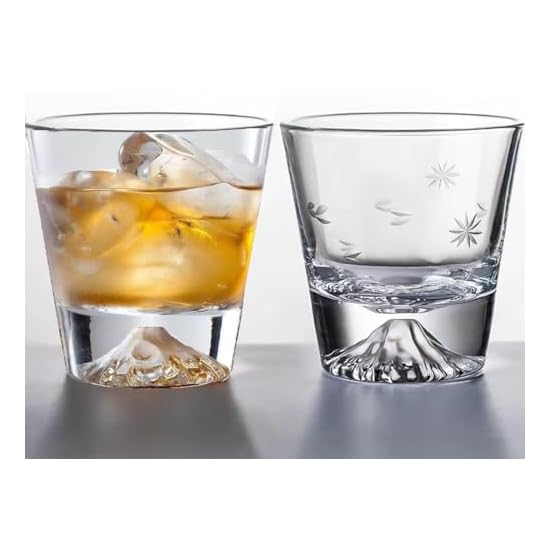 Batone Mt. Fuji Glass 270ml Sakura Kiriko Rock Glass, Couple's Set, Luxury Artisan-Handcrafted, In P