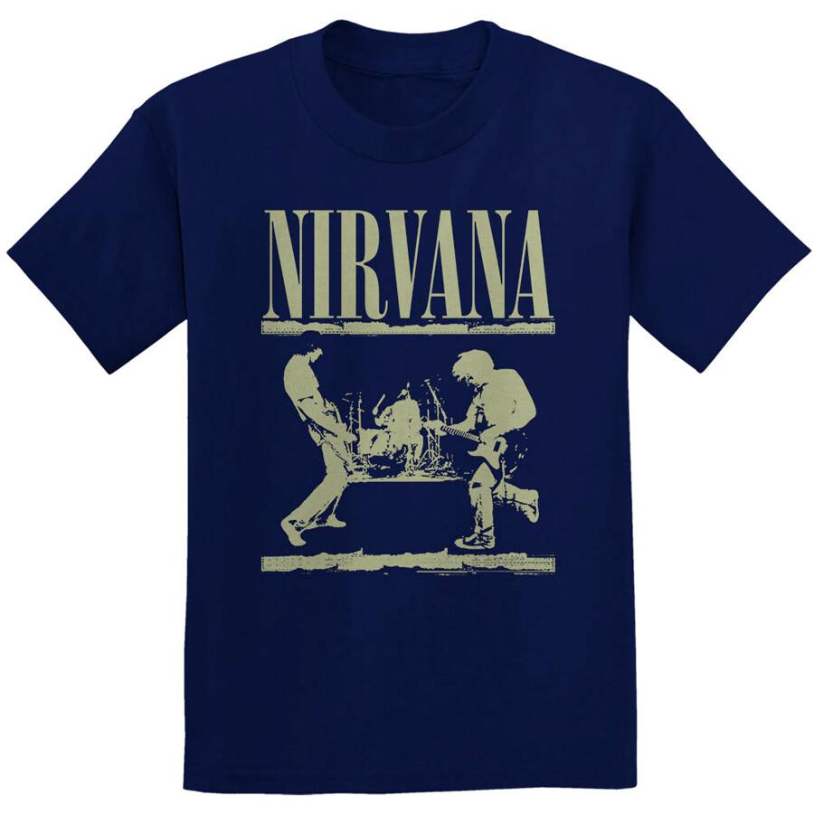 Nirvana-Kurt Cobain-Stage-Navy Blue t-shirt M