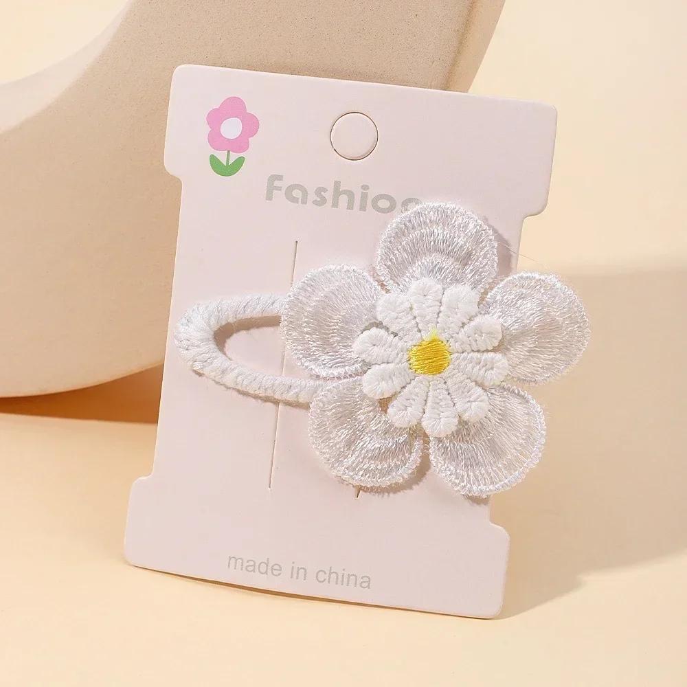 1/2/5 set Ins Daisy Flower Hair Clips Baby Girl Hairpins for Kids Lace White Barette Princess Hooks Infant Accessories Korean