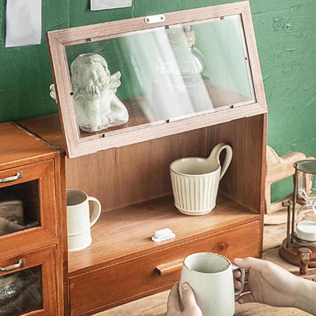 Toy Display Shelf Box Storage Stand Showcase Wooden Shelves Small Organizing Cabinet