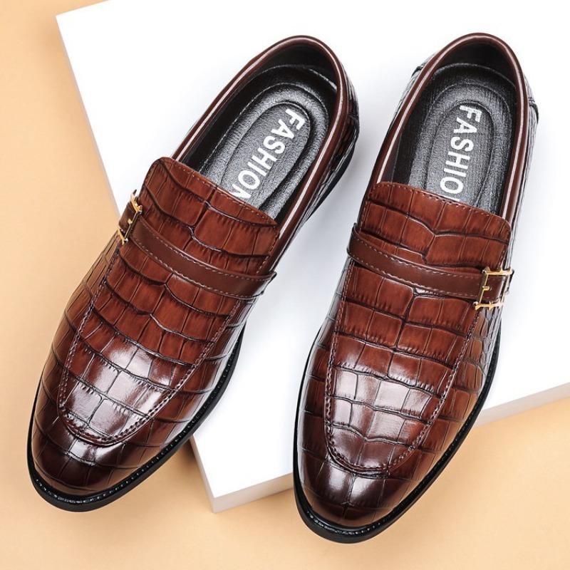Leather Shoes Men's Business Dress Casual Shoes Crocodile Pattern Men's Pedal British Pointed Casual Large Size Shoes