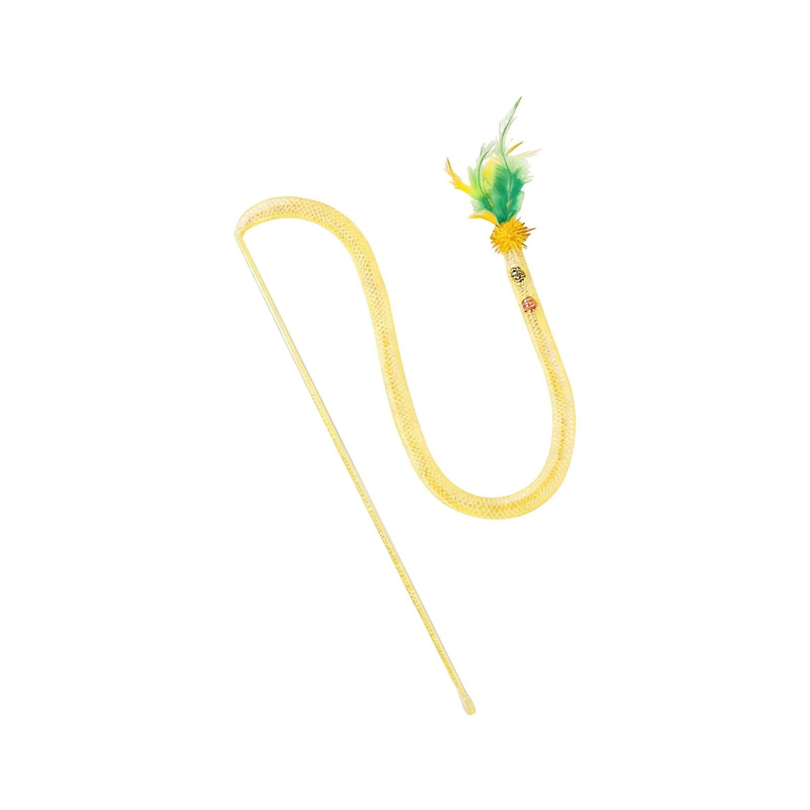 

Interactive Snake Cats Wand Toy With Feather & Bell – Teaser For Boredom Relief One Size жовтий
